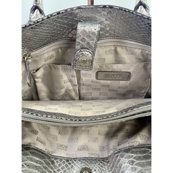 MICHAL KORS Large Hamilton Gray Luxury Embossed Leather Satchel Shoulder Bag - Picture 7 of 17